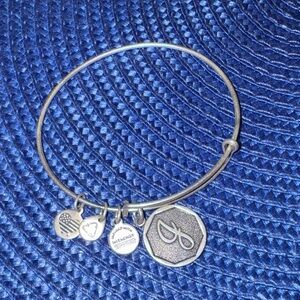 Alex and Ani Silver Expandable Bracelet Initial Charm “J” American Flag + 2 more